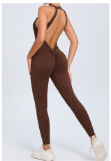 SC Solid Color Backless Sport Jumpsuit GQSA-YL096