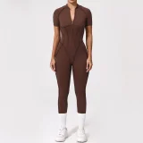 SC Short Sleeve Zipper Yoga Sport Jumpsuit GQSA-25500
