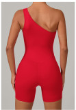 SC Solid Color Single Shoulder Fitness Romper GQSA-1312