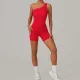 SC Solid Color Single Shoulder Fitness Romper GQSA-1312