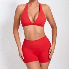 SC Solid Color Sport Fitness Two Piece Shorts Set GQSA-10317/13776