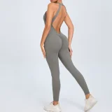 SC Solid Color Backless Sport Jumpsuit GQSA-YL096