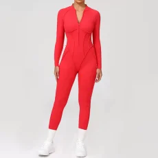 SC Long Sleeve Zipper Tight Backless Jumpsuit GQSA-25633