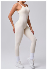SC Sleeveless Solid Color Backless Sport Jumpsuit GQSA-95856