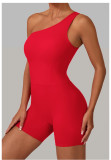 SC Solid Color Single Shoulder Fitness Romper GQSA-1312