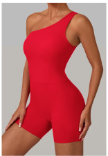 SC Solid Color Single Shoulder Fitness Romper GQSA-1312