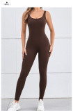 SC Backless Solid Color Sport Skinny Jumpsuit GQSA-7448