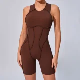 SC Sleeveless Patchwork Sport Fitness Romper GQSA-25100