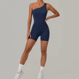 SC Solid Color Single Shoulder Fitness Romper GQSA-1312