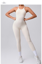 SC Sleeveless Solid Color Backless Sport Jumpsuit GQSA-95856