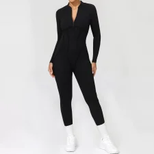 SC Long Sleeve Zipper Tight Backless Jumpsuit GQSA-25633