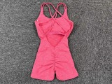 SC Solid Color Backless Yoga Sport Romper GQSA-71013