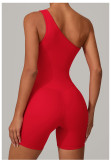 SC Solid Color Single Shoulder Fitness Romper GQSA-1312