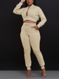 SC Single-button Sleeve Zipper Top Sport Two-piece Pants Set FENF-6042