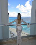 SC Hollow Out Lace Solid Color Two Piece Skirts Set MDF-5533