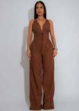 SC Solid Color Sling Sport Jumpsuit OSM-4486