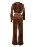 SC Solid Color Hooded Long Sleeve Two Piece Pants Set FENF-6049