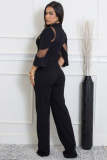 SC Mesh Patchwork Tie Up Wide Leg Jumpsuit OSM-4490