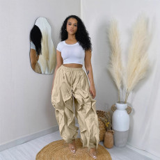 SC Plus Size Patchwork Solid Color Lantern Pants NY-3685