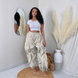 SC Plus Size Patchwork Solid Color Lantern Pants NY-3685