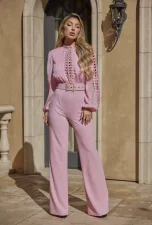 SC Hollow Out Tie Up Wide Leg Jumpsuit OSM-4491