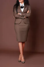 SC Plus Size Fashion Long-Sleeve Blazer and Pencil Skirt Suit GWTC-W0777