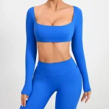 SC Long Sleeve Square Neck Sport Two Piece Pants Set GQSA-1053