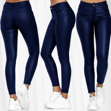SC Plus Size Solid-color Leather Slim Casual Pants GWTC-W0313