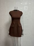 SC Plus Size Sleeveless Solid Color Mini Dress GWTC-W0731