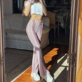 SC Plus Size Bohemian Slim Flared Printed Pants GWTC-W0730