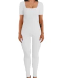 SC Plus Size Solid Color Square Neck Sport Jumpsuit GWTC-LTCX5203
