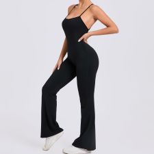 SC Solid Color Backless Sport Yoga Jumpsuit GQSA-44081