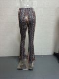 SC Plus Size Bohemian Slim Flared Printed Pants GWTC-W0730