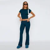 SC Solid Color Casual Two Piece Pants Set GWTC-W0719