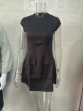 SC Plus Size Sleeveless Solid Color Mini Dress GWTC-W0731