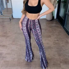 SC Plus Size Bohemian Slim Flared Printed Pants GWTC-W0730