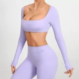 SC Long Sleeve Square Neck Sport Two Piece Pants Set GQSA-1053