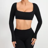 SC Long Sleeve Square Neck Sport Two Piece Pants Set GQSA-1053