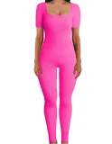 SC Plus Size Solid Color Square Neck Sport Jumpsuit GWTC-LTCX5203