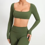 SC Long Sleeve Square Neck Sport Two Piece Pants Set GQSA-1053
