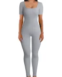 SC Plus Size Solid Color Square Neck Sport Jumpsuit GWTC-LTCX5203