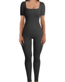 SC Plus Size Solid Color Square Neck Sport Jumpsuit GWTC-LTCX5203