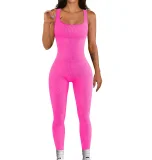SC Plus Size Solid Color Square Neck Sport Jumpsuit GWTC-LTCX5203