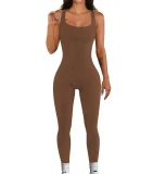 SC Plus Size Solid Color Square Neck Sport Jumpsuit GWTC-LTCX5203