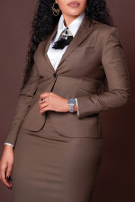 SC Plus Size Fashion Long-Sleeve Blazer and Pencil Skirt Suit GWTC-W0777