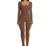 SC Plus Size Solid Color Square Neck Sport Jumpsuit GWTC-LTCX5203