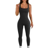 SC Plus Size Solid Color Square Neck Sport Jumpsuit GWTC-LTCX5203