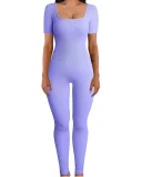 SC Plus Size Solid Color Square Neck Sport Jumpsuit GWTC-LTCX5203