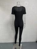 SC Plus Size Solid Color Square Neck Sport Jumpsuit GWTC-LTCX5203