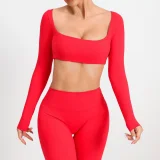 SC Long Sleeve Square Neck Sport Two Piece Pants Set GQSA-1053